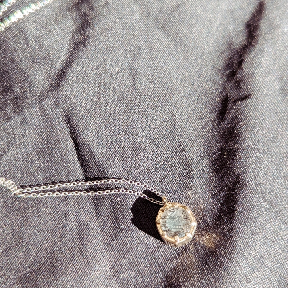 Lauren Wolfe - 14k Gold Octagon Tourmalated Black Quartz Necklace - Picture 6 of 9